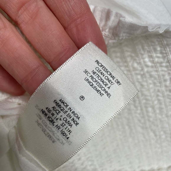 alice + olivia | Laya Blouson Sleeve Ruffle Blouse Off White Cotton Small - Picture 4 of 7
